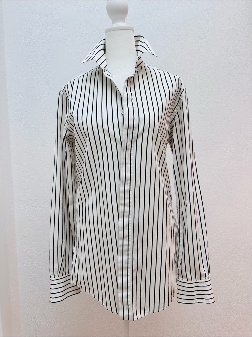 Dolce & Gabbana White and Black Vertical Stripe Shirt